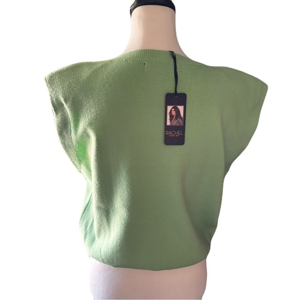 NWT Rachel by Rachel Roy  Green V-Neck Sleeveless Sweater Vest | Size M - Picture 5 of 9
